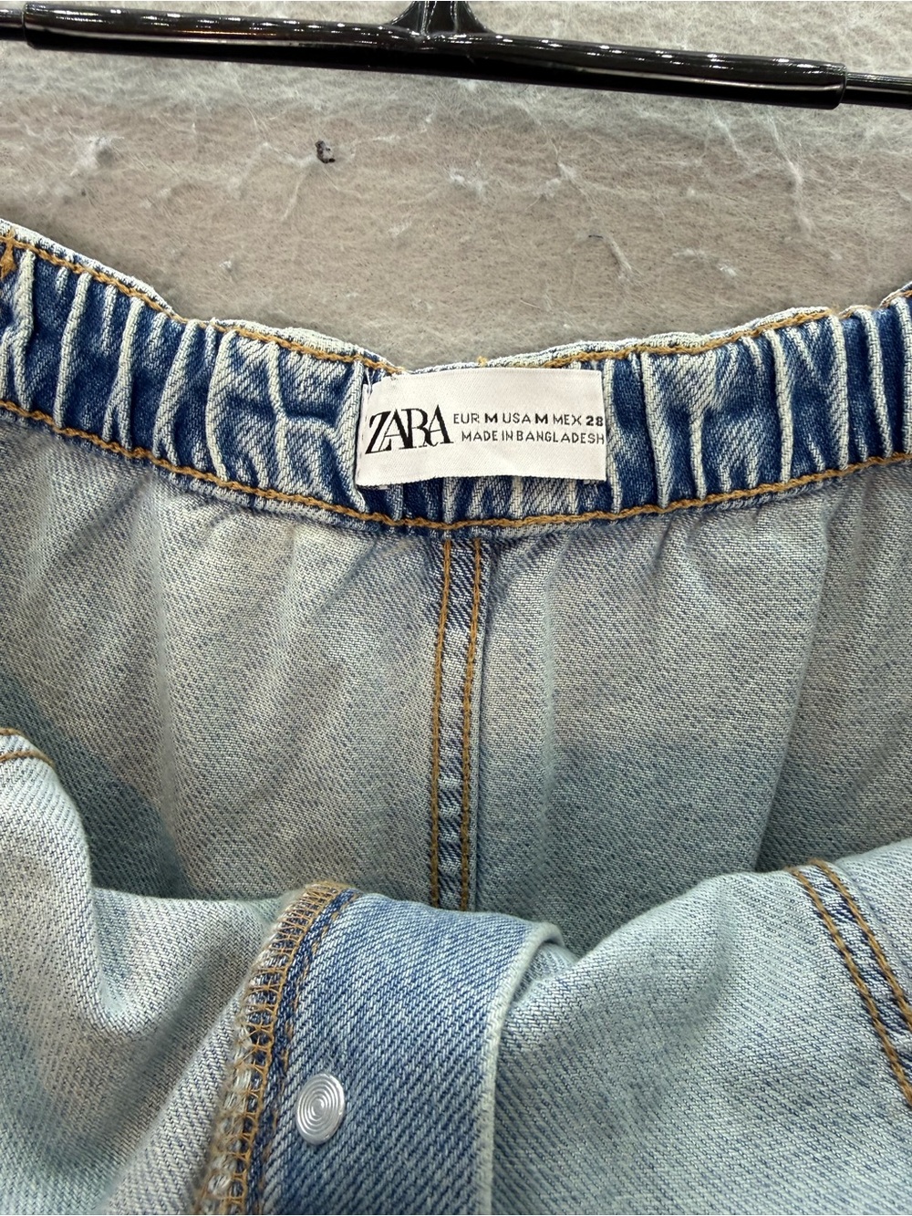 ZARA - women’s Denim strapless light wash blue jeans jumpsuit wide leg cotton M - Picture 11 of 11